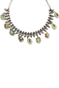 Sangeeta Boochra Silver Necklace With Grey Marbled Stones 5 Sangeeta Boochra Silver Necklace With Grey Marbled Stones -Inca Sales Store sbn 60122 2