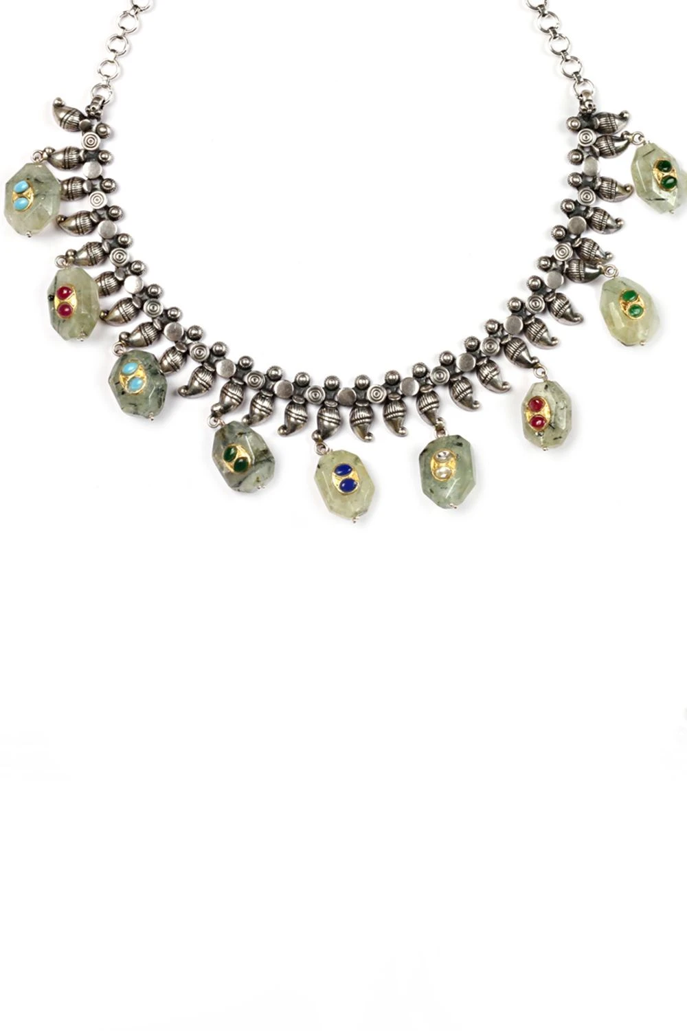 Sangeeta Boochra Silver Necklace With Grey Marbled Stones 4 Sangeeta Boochra Silver Necklace With Grey Marbled Stones - Image 2