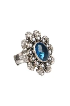 Sangeeta Boochra Silver Handmade Ring Studded With Blue Topz