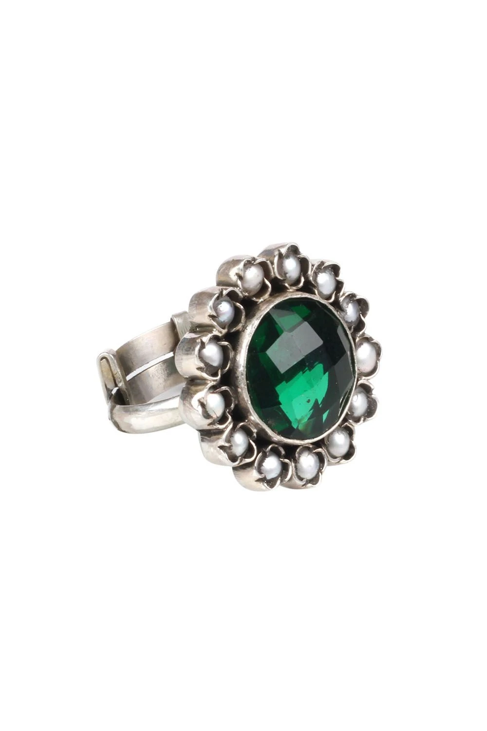 Sangeeta Boochra Silver Handmade Emerald Studded Ring 3 Sangeeta Boochra Silver Handmade Emerald Studded Ring