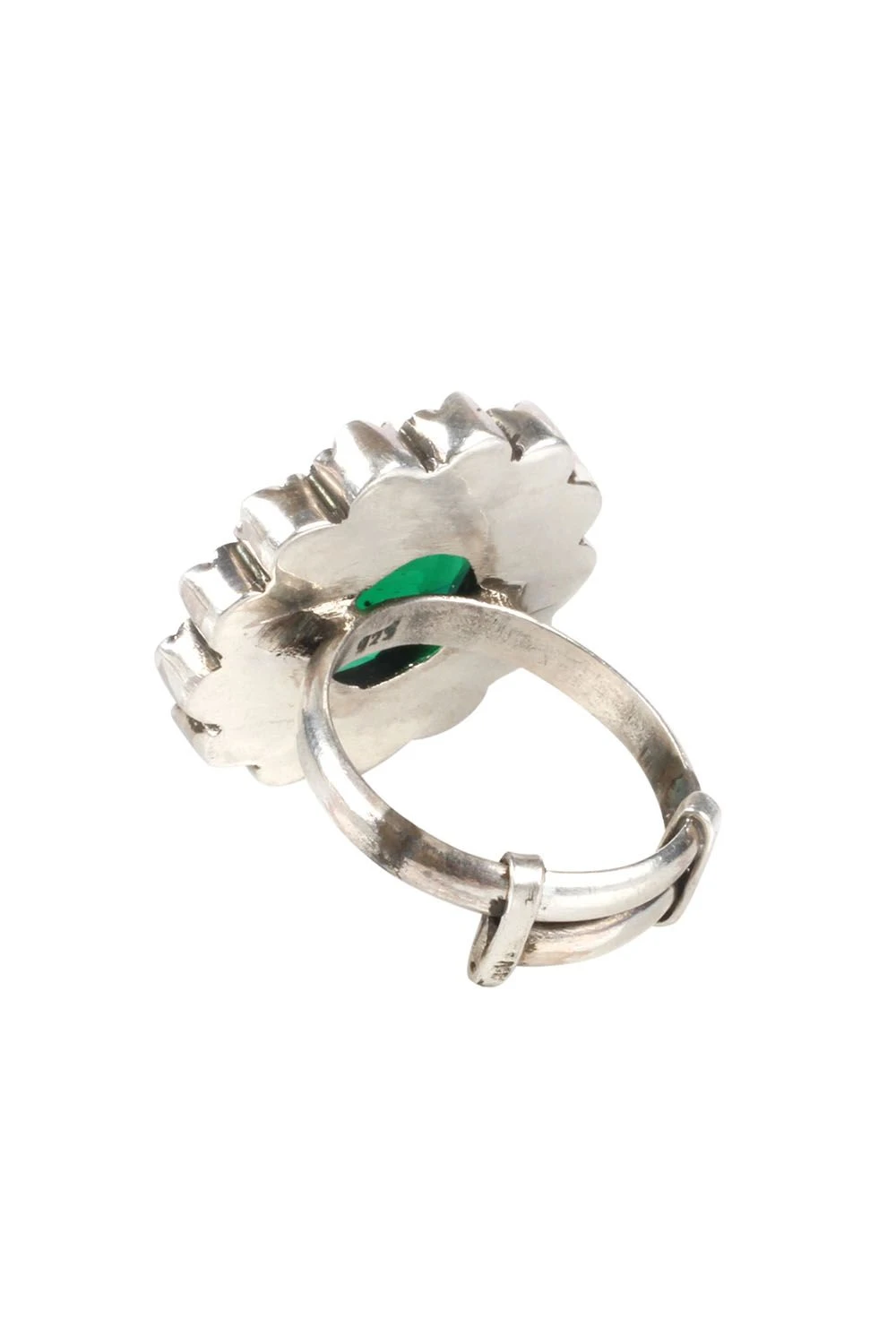 Sangeeta Boochra Silver Handmade Emerald Studded Ring 4 Sangeeta Boochra Silver Handmade Emerald Studded Ring - Image 2