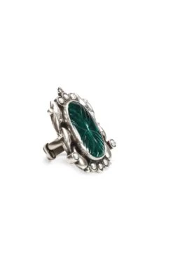 Sangeeta Boochra Handcrafted Silver Ring With Emerald Stone