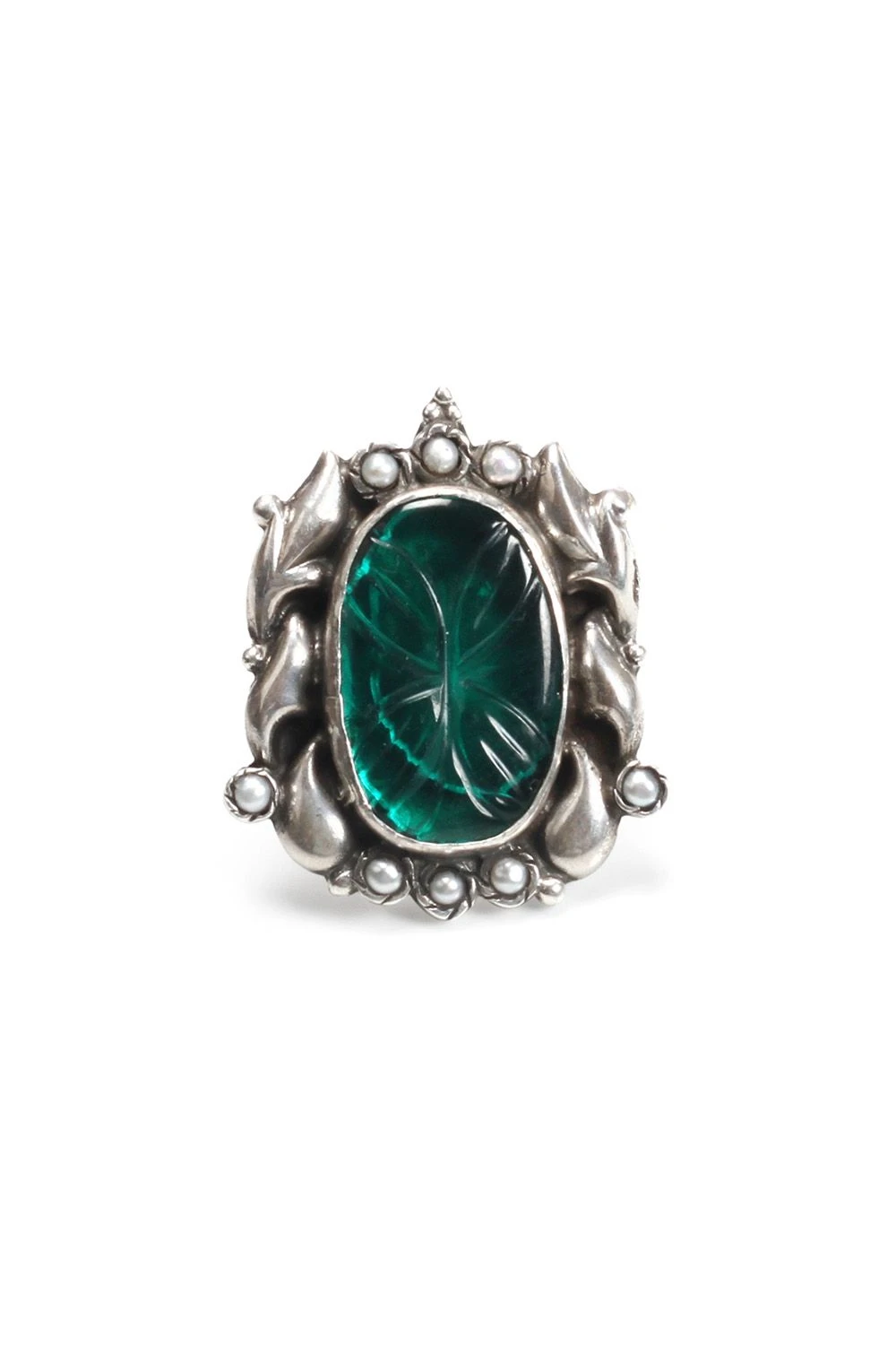 Sangeeta Boochra Handcrafted Silver Ring With Emerald Stone 4 Sangeeta Boochra Handcrafted Silver Ring With Emerald Stone - Image 2