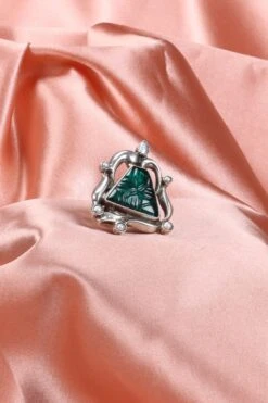 Sangeeta Boochra Silver Ring With Emerald Stone -Inca Sales Store sbr 5371 5