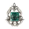 Sangeeta Boochra Handcrafted Silver Ring With Emerald Glass Stone -Inca Sales Store sbr 5373 1