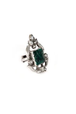 Sangeeta Boochra Handcrafted Silver Ring With Emerald Glass Stone 8 Sangeeta Boochra Handcrafted Silver Ring With Emerald Glass Stone -Inca Sales Store sbr 5373 3