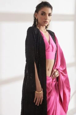 431-88 By Shweta Kapur Fuschia Sari With Hand Embroidered Jacket -Inca Sales Store se20216 3