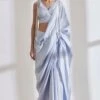 431-88 By Shweta Kapur Ice Blue Sari Set With Detachable Pearl Jacket