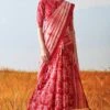 Ikai Red Floral Cotton Sari