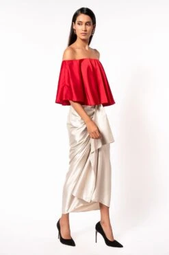 431-88 By Shweta Kapur Ivory Draped Skirt -Inca Sales Store sk0702 4