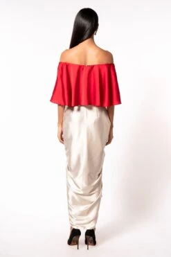 431-88 By Shweta Kapur Ivory Draped Skirt -Inca Sales Store sk0702 5