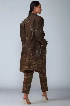 Saaksha & Kinni Brown Abstract Printed Velvet Coat 5 Saaksha & Kinni Brown Abstract Printed Velvet Coat -Inca Sales Store sk070920 2