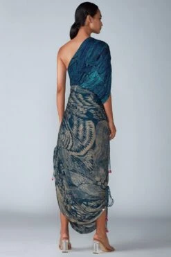 Saaksha & Kinni Blue Abstract Printed Sari Dress -Inca Sales Store sk070928 2