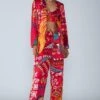 Saaksha & Kinni Pink Abstract Avian Printed Trousers -Inca Sales Store sk070941 1