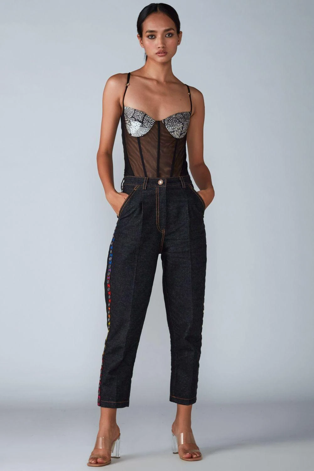 Saaksha & Kinni Black & White Abstract Printed Bodysuit 3 Saaksha & Kinni Black & White Abstract Printed Bodysuit