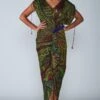 Saaksha & Kinni Green Abstract Printed Sari Dress -Inca Sales Store sk071047 1