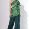 Saaksha & Kinni Abstract Floral Print One Shoulder Top & Pants