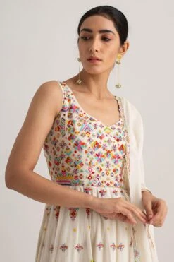 White Long Floral Anarkali -Inca Sales Store skak21 3
