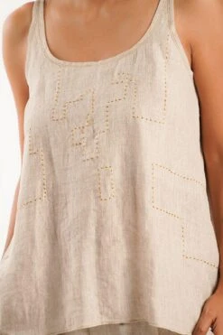 Hand Embroidered Linen Camisol Top -Inca Sales Store sks1924 4
