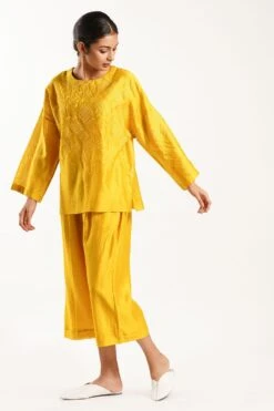 Straight Leg Elastic Pants With Lining