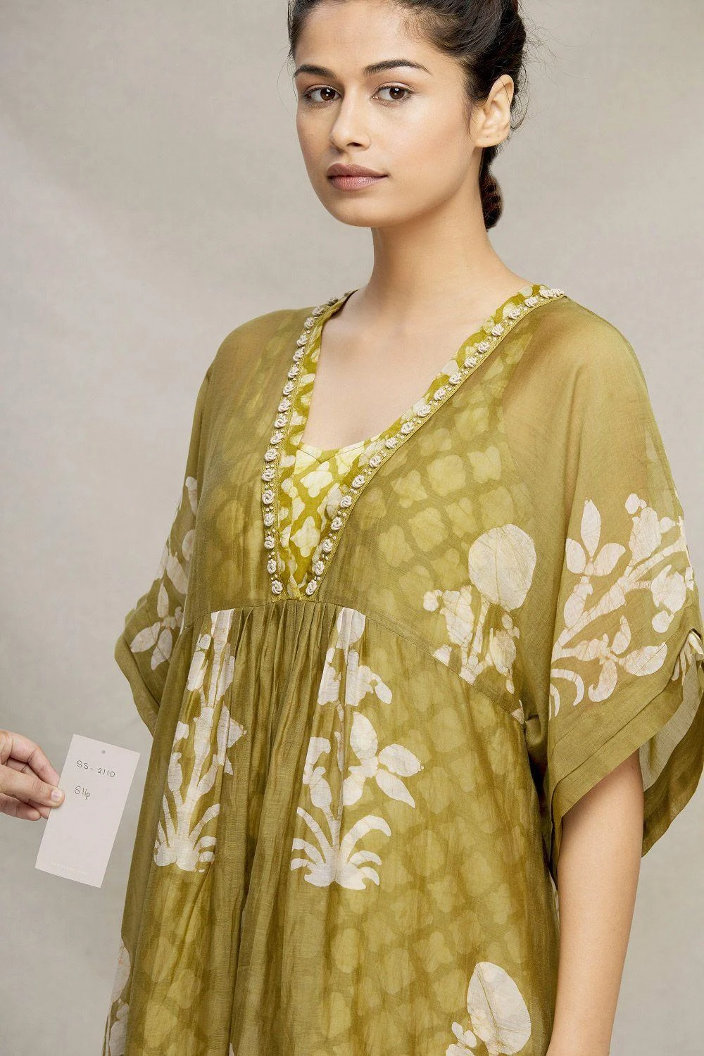 Myoho Mehendi Green Chanderi Dress 4 Myoho Mehendi Green Chanderi Dress - Image 2