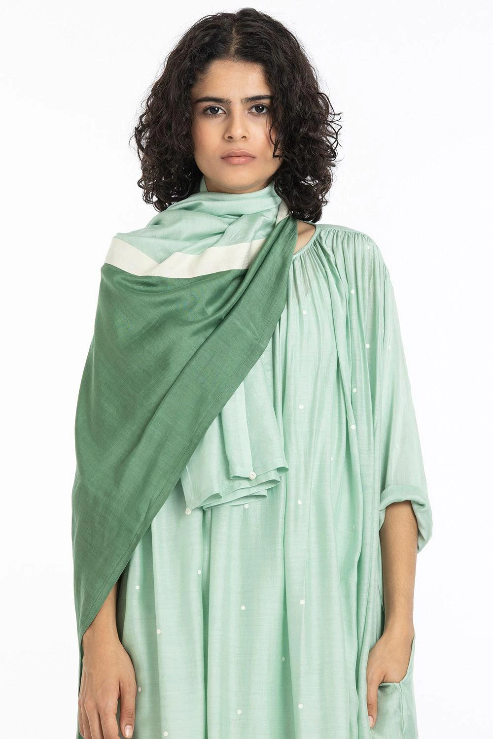 Three Mint Polka Gather Neck Tunic Co-ord Set 3 Three Mint Polka Gather Neck Tunic Co-ord Set