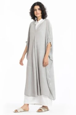 Three V Neck Kaftan With Placket White Dress -Inca Sales Store ss20 set27 2