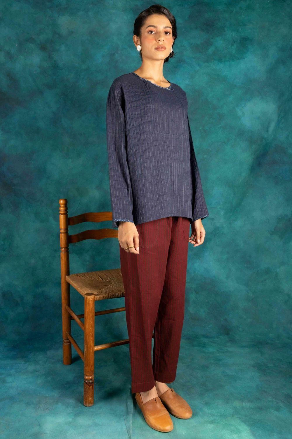 Indigene Prussian Blue Quilted Reversible Top 3 Indigene Prussian Blue Quilted Reversible Top