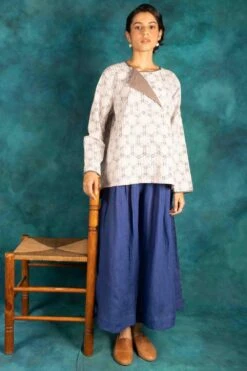 Indigene Linen Cobalt Blue Cropped Pants -Inca Sales Store ss21 15 2