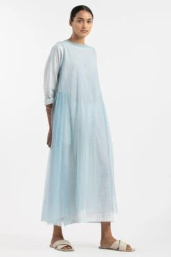 Three Powder Blue Midi Dress