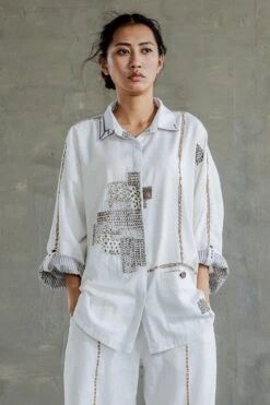 Sunira Designs White Kimono Shirt -Inca Sales Store sun0602 4