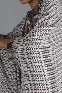 SVA White Jaali Print Kaftan With An Embellished Yoke -Inca Sales Store svaw20k07 2