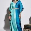 SVA Blue Half & Half Silk Kaftan With Belt 2 SVA Blue Half & Half Silk Kaftan With Belt -Inca Sales Store svaw21k05 1