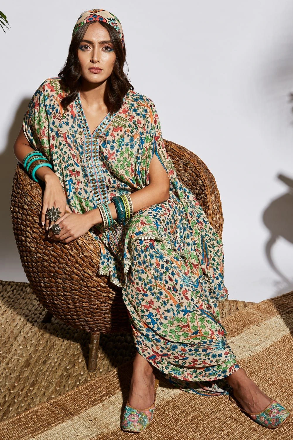 SVA Bagh Print Drape Skirt & Cape Set 3 SVA Bagh Print Drape Skirt & Cape Set