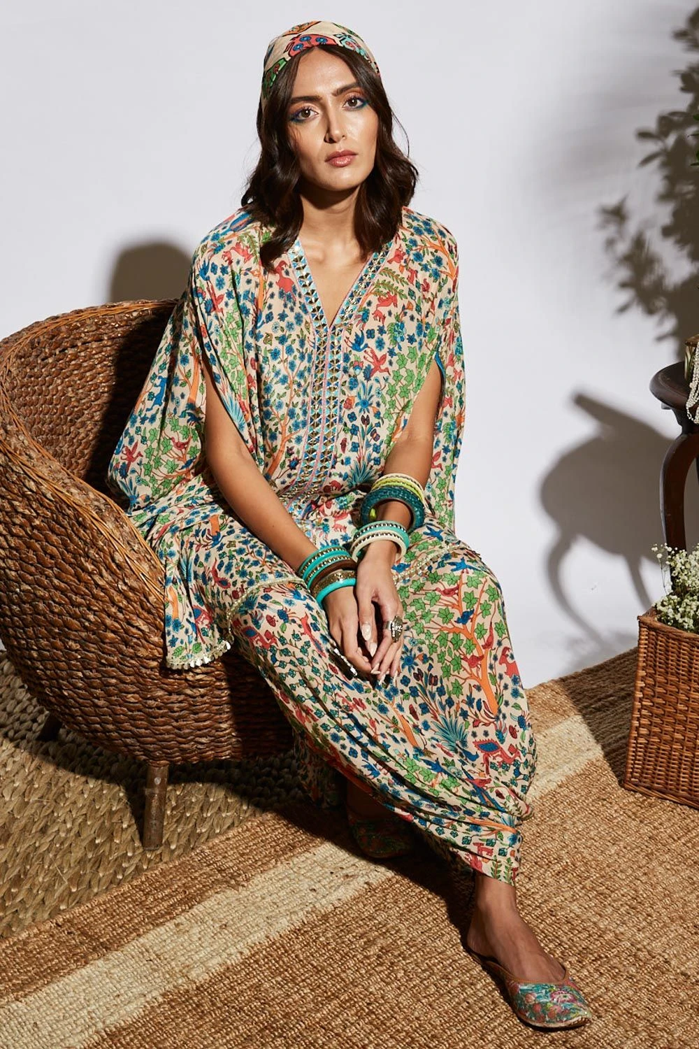 SVA Bagh Print Drape Skirt & Cape Set 4 SVA Bagh Print Drape Skirt & Cape Set - Image 2