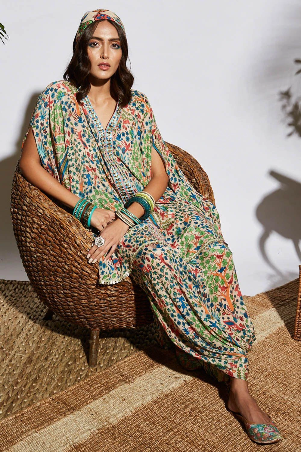 SVA Bagh Print Drape Skirt & Cape Set 5 SVA Bagh Print Drape Skirt & Cape Set - Image 3