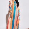 SVA Stripe Print Silk Kaftan