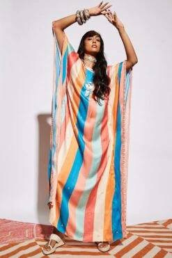 SVA Stripe Print Silk Kaftan -Inca Sales Store svaw21k17 2