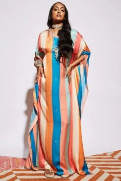 SVA Stripe Print Silk Kaftan -Inca Sales Store svaw21k17 3
