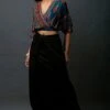 Prahnaaya Blue Embroidered Crop Top With Cowl Skirt