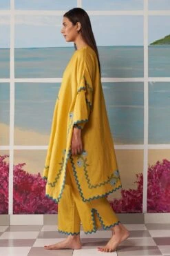 Ikai Mustard Kaftan With Applique Details -Inca Sales Store tmk3123y 3