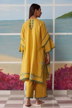 Ikai Mustard Kaftan With Applique Details -Inca Sales Store tmk3123y 4