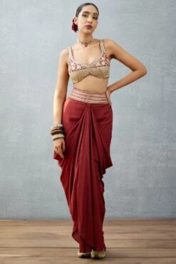 Torani Burgundy Bhagalpuri Printed Cape Set -Inca Sales Store tr 1309tg24 3