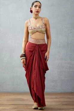 Torani Burgundy Bhagalpuri Printed Cape Set -Inca Sales Store tr 1309tg24 4