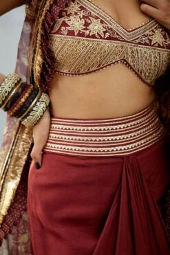 Torani Burgundy Bhagalpuri Printed Cape Set -Inca Sales Store tr 1309tg24 5