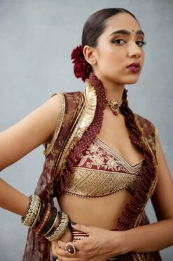 Torani Burgundy Bhagalpuri Printed Cape Set -Inca Sales Store tr 1309tg24 6