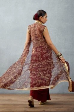 Torani Burgundy Bhagalpuri Printed Cape Set -Inca Sales Store tr 1309tg24 7