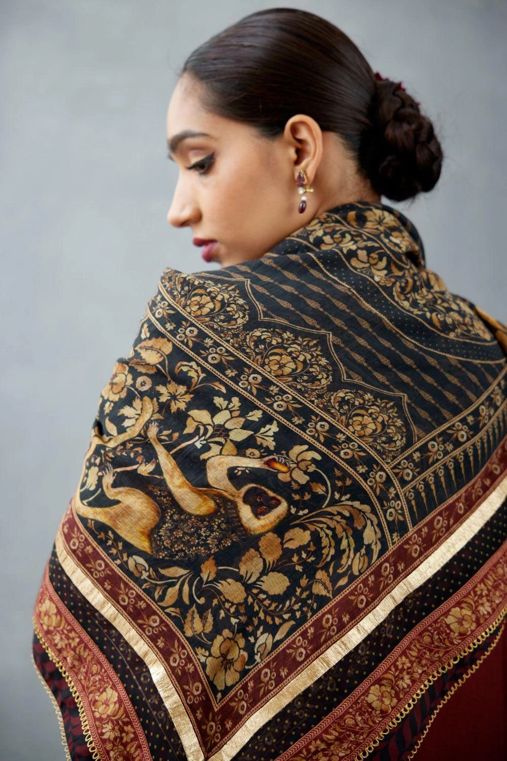 Torani Jet Black Bhagalpuri Printed Scarf 6 Torani Jet Black Bhagalpuri Printed Scarf - Image 4