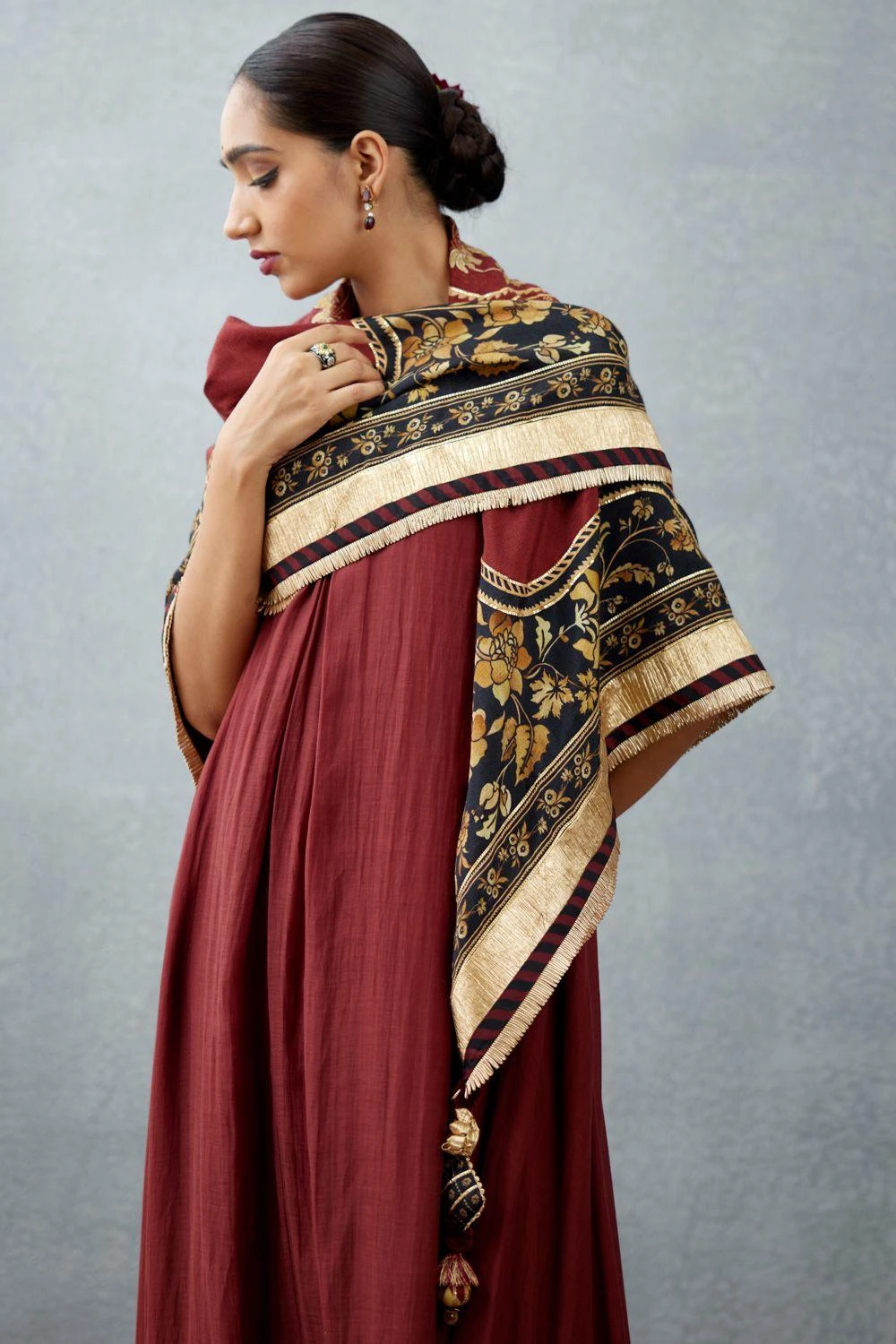 Torani Burgundy Bhagalpuri Printed Scarf 4 Torani Burgundy Bhagalpuri Printed Scarf - Image 2