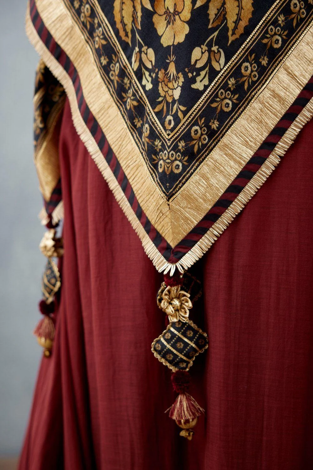 Torani Burgundy Bhagalpuri Printed Scarf 5 Torani Burgundy Bhagalpuri Printed Scarf - Image 3